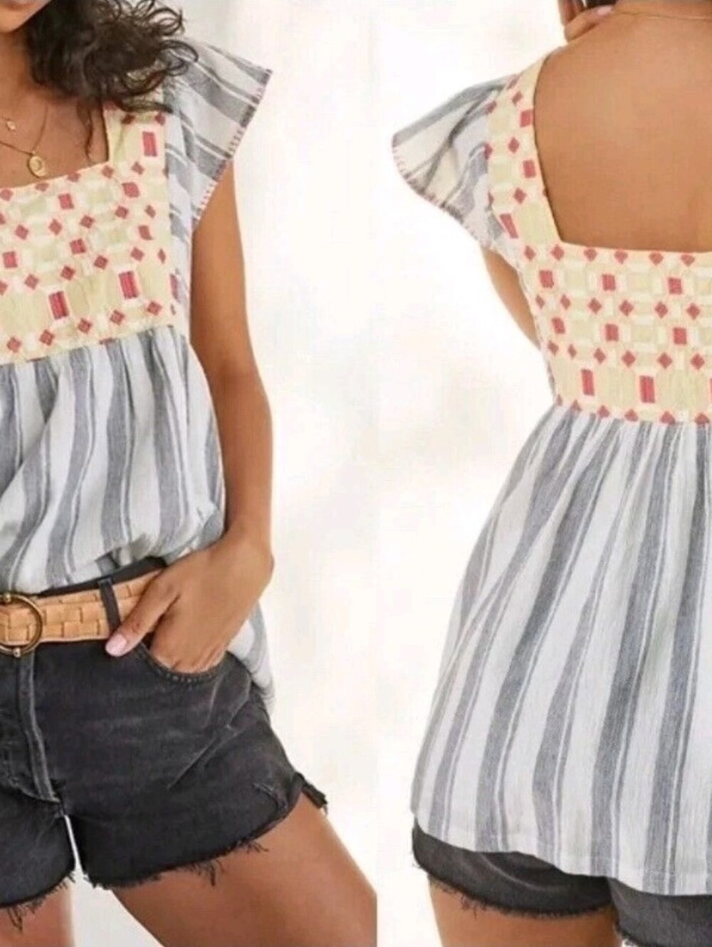 Anthropologie Boho Retro Peasant Cottagecore Embroidered Festival Top Size 6 70s - Picture 12 of 12
